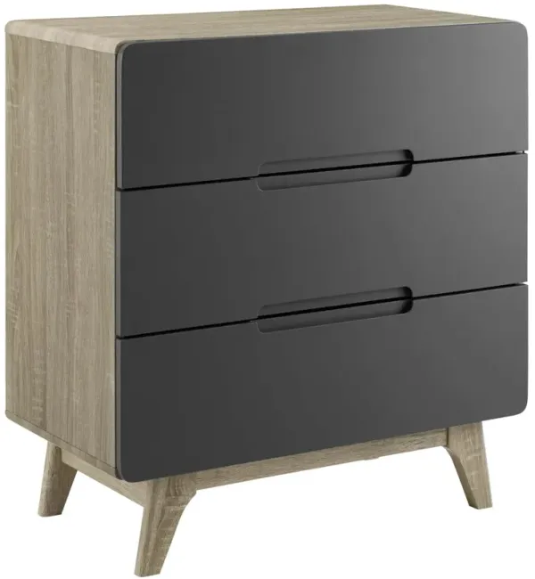 Origin Three-Drawer Chest or Stand by Modway Natural Gray