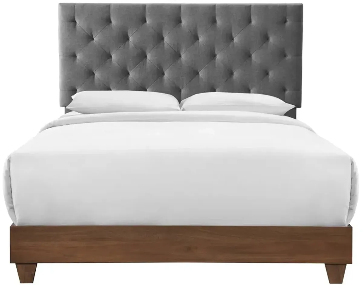 Rhiannon Diamond Tufted Upholstered Fabric Bed by Modway Walnut Gray / Queen