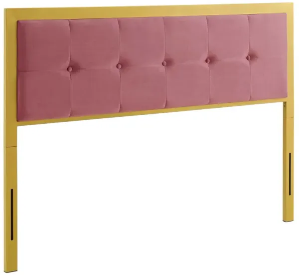 Teagan Tufted Performance Velvet Headboard by Modway King / Gold Dusty Rose