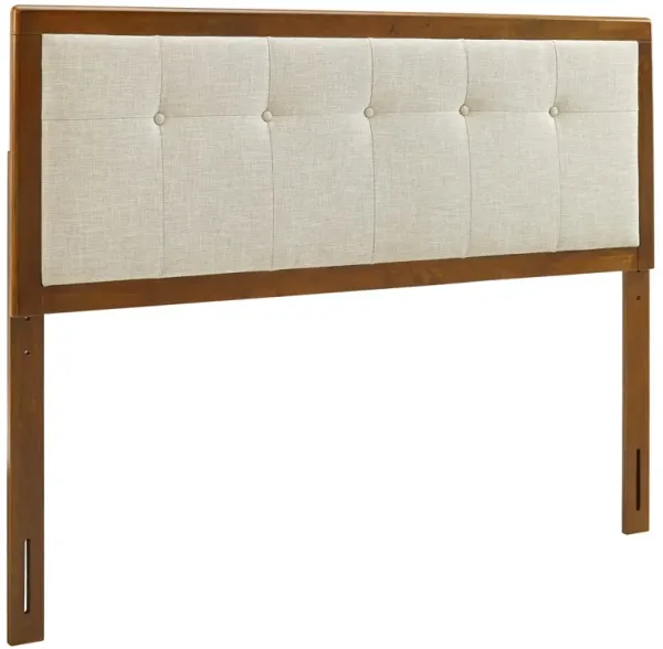 Draper Tufted Fabric and Wood Headboard by Modway Walnut Beige / Full