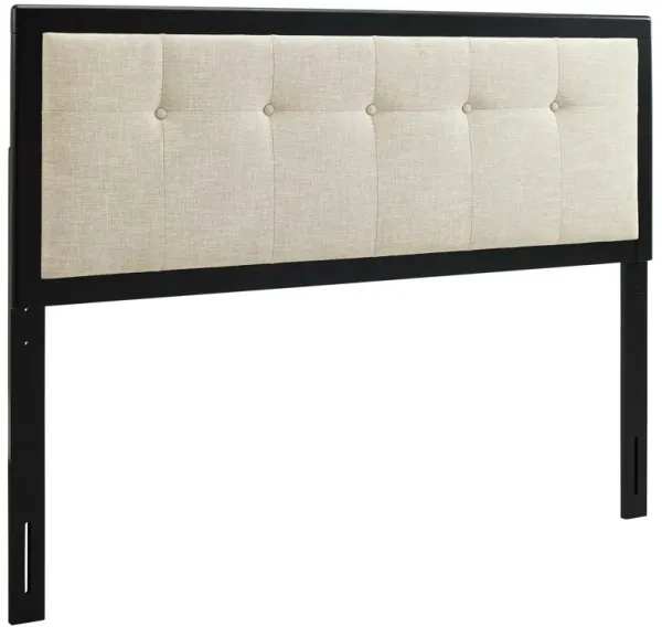 Draper Tufted Fabric and Wood Headboard by Modway Black Beige / Queen