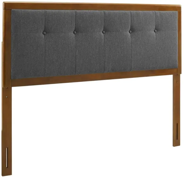 Draper Tufted Fabric and Wood Headboard by Modway Walnut Charcoal / Queen