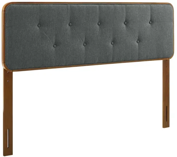 Collins Tufted Fabric and Wood Headboard by Modway Walnut Charcoal / Full