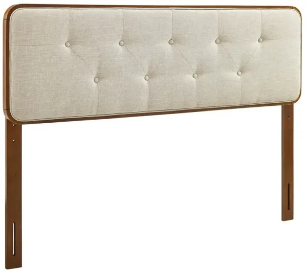 Collins Tufted Fabric and Wood Headboard by Modway Walnut Beige / King