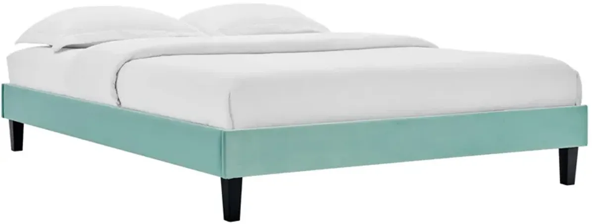 Reign Performance Velvet Platform Bed Frame by Modway Full / Mint