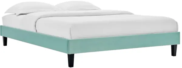 Reign Performance Velvet Platform Bed Frame by Modway Queen / Mint