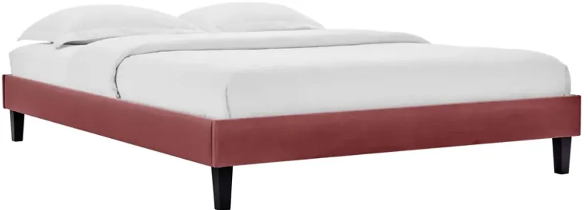 Reign Performance Velvet Platform Bed Frame by Modway King / Dusty Rose