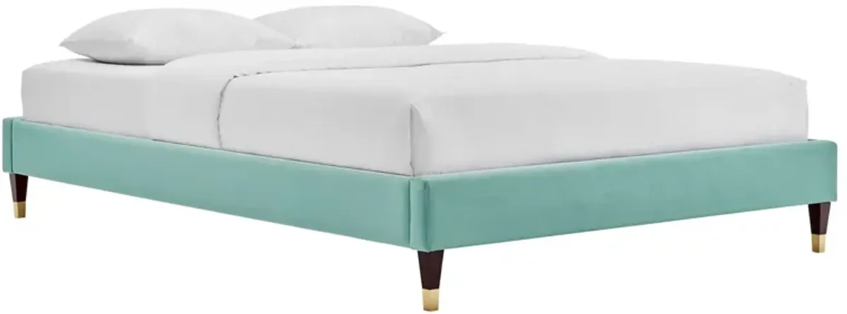 Harlow Performance Velvet Platform Bed Frame by Modway Full / Mint
