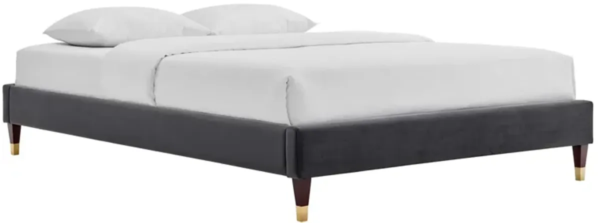 Harlow Performance Velvet Platform Bed Frame by Modway King / Charcoal