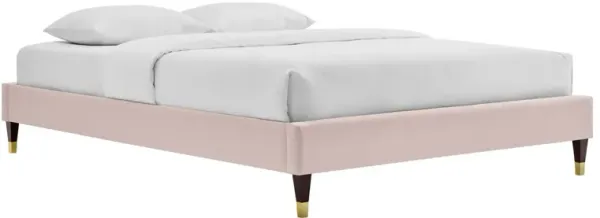 Harlow Performance Velvet Platform Bed Frame by Modway King / Pink