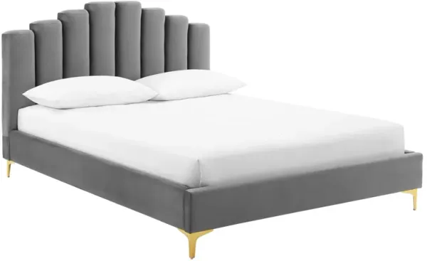 Olivia Performance Velvet Platform Bed by Modway Gray / Queen