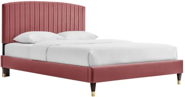 Alessi Performance Velvet Queen Platform Bed by Modway Dusty Rose