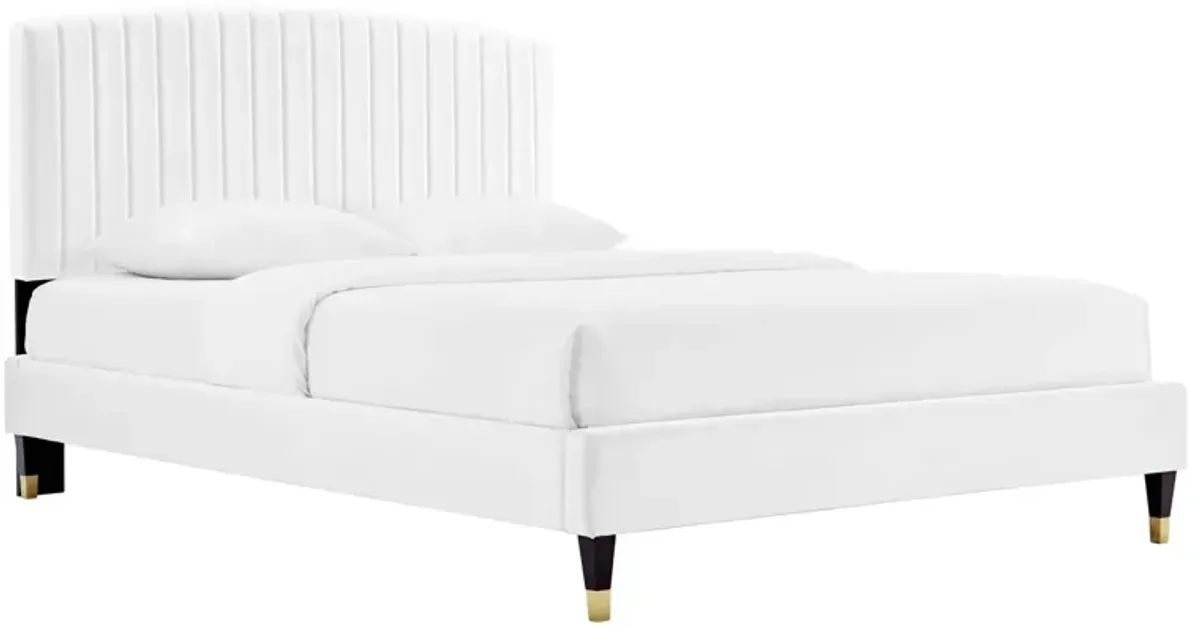 Alessi Performance Velvet Queen Platform Bed by Modway White