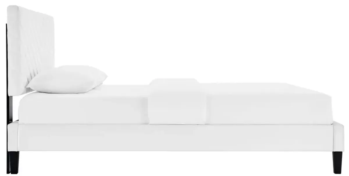 Roxanne Performance Velvet Platform Bed With Black Wood Legs by Modway