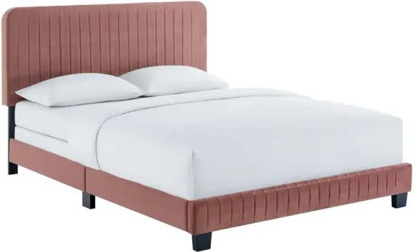Celine Channel Tufted Performance Velvet Bed by Modway King / Dusty Rose