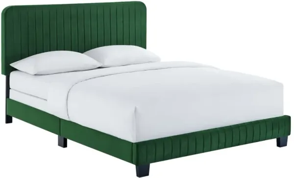 Celine Channel Tufted Performance Velvet Bed by Modway King / Emerald