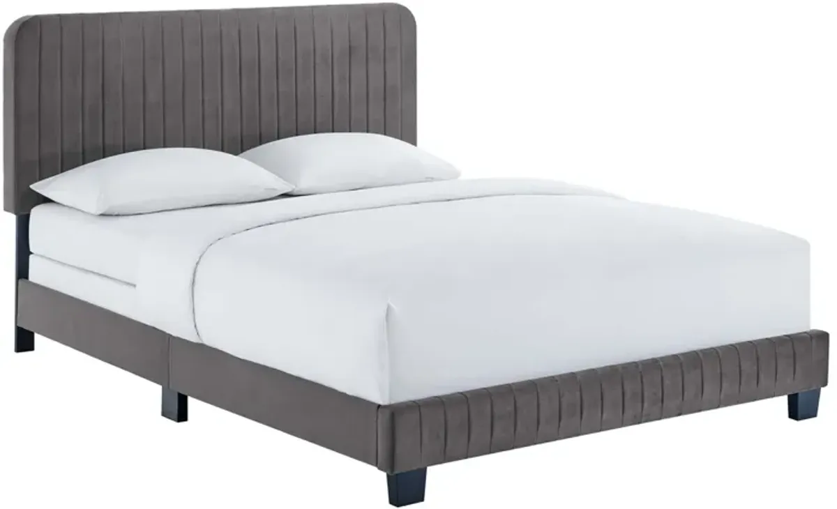 Celine Channel Tufted Performance Velvet Bed by Modway Full / Gray