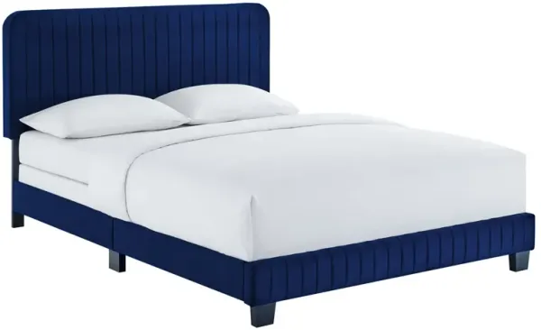 Celine Channel Tufted Performance Velvet Bed by Modway Full / Navy