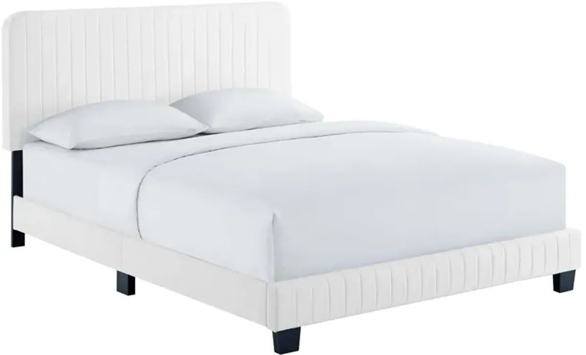 Celine Channel Tufted Performance Velvet Platform Bed by Modway Full / Navy