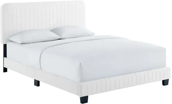 Celine Channel Tufted Performance Velvet Platform Bed by Modway Full / White