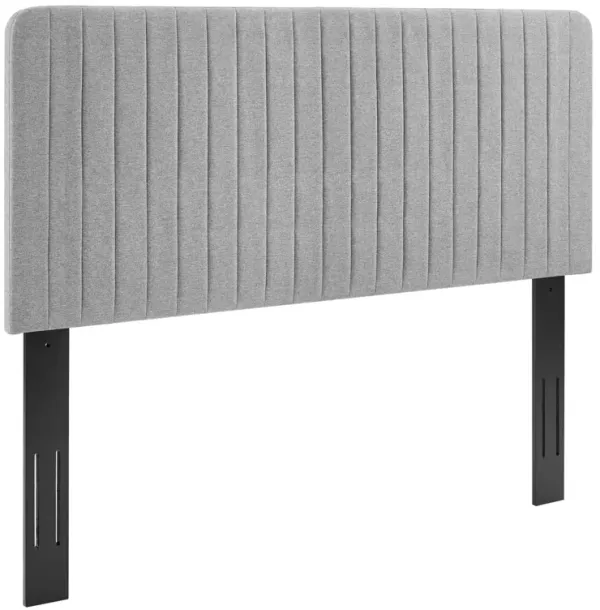 Milenna Channel Tufted Upholstered Fabric Headboard by Modway Full/Queen / Light Gray