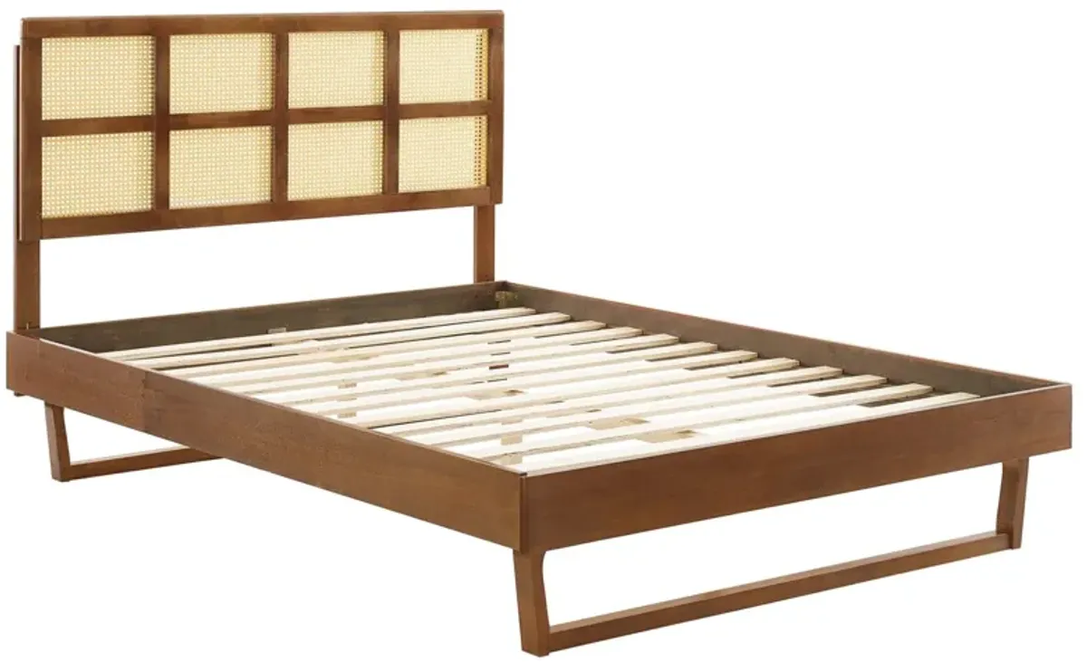 Sidney Cane and Wood Platform Bed With Angular Legs by Modway