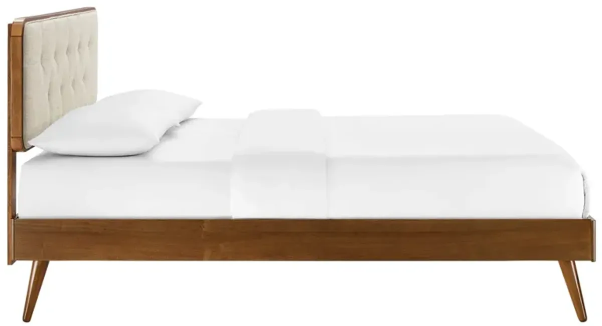 Bridgette Wood Platform Bed With Splayed Legs by Modway Queen / Walnut Beige