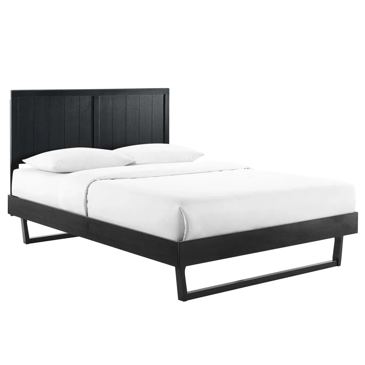 Alana Wood Platform Bed With Angular Frame by Modway Full / Black