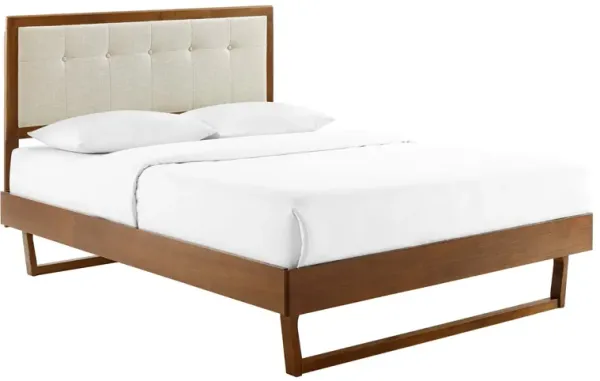 Willow Wood Platform Bed With Angular Frame by Modway Full / Walnut Beige