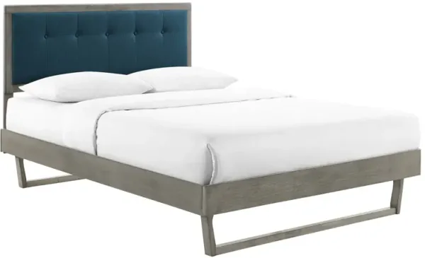 Willow Wood Platform Bed With Angular Frame by Modway King / Gray Azure