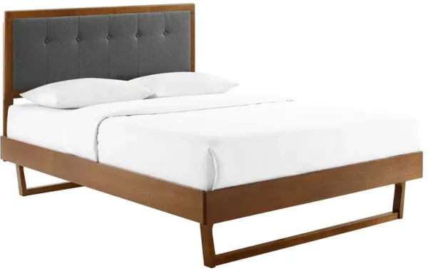 Willow Wood Platform Bed With Angular Frame by Modway King / Walnut Charcoal