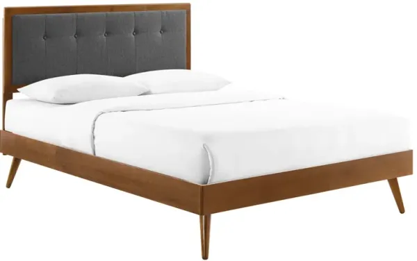 Willow Wood Platform Bed With Splayed Legs by Modway King / Walnut Charcoal