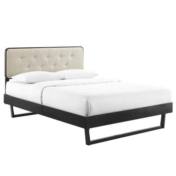 Bridgette Wood Platform Bed With Angular Frame by Modway Full / Black Beige