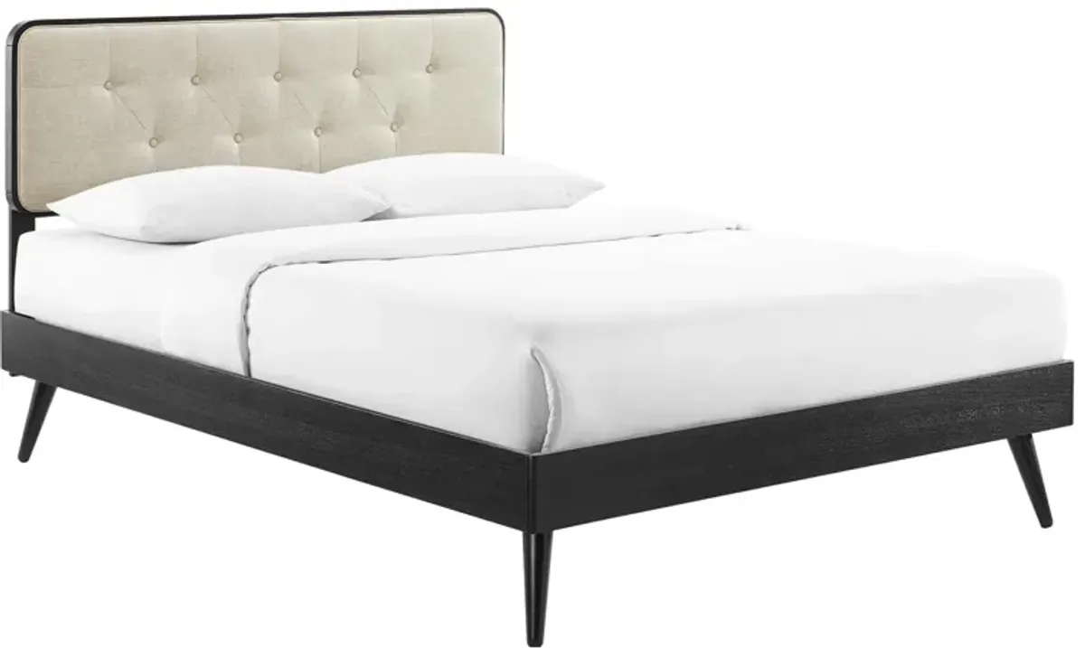 Bridgette Wood Platform Bed With Splayed Legs by Modway Full / Black Beige