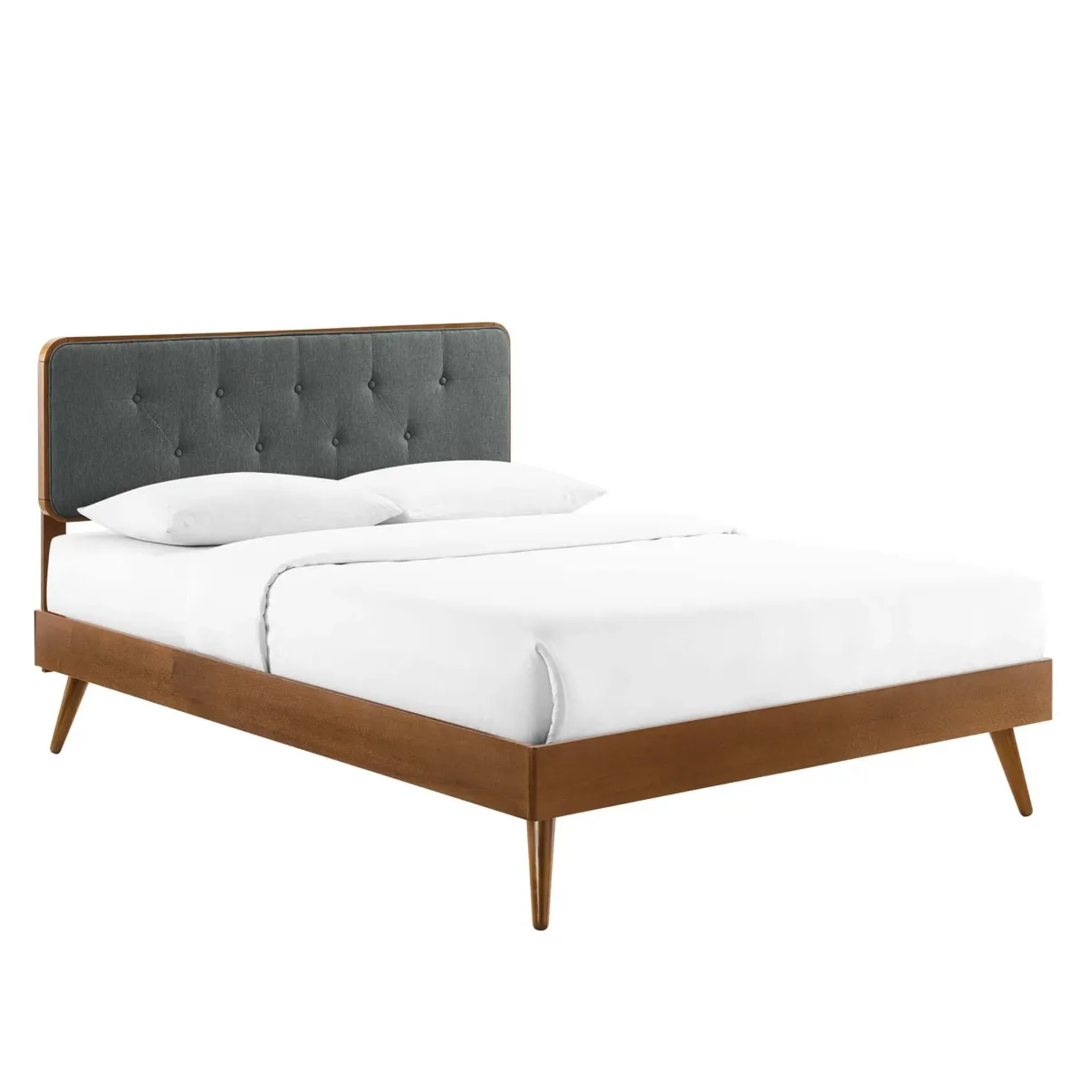 Bridgette Wood Platform Bed With Splayed Legs by Modway King / Walnut Charcoal
