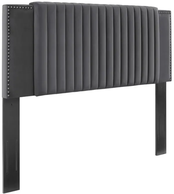 Felicity Channel Tufted Performance Velvet Headboard by Modway Charcoal / Twin