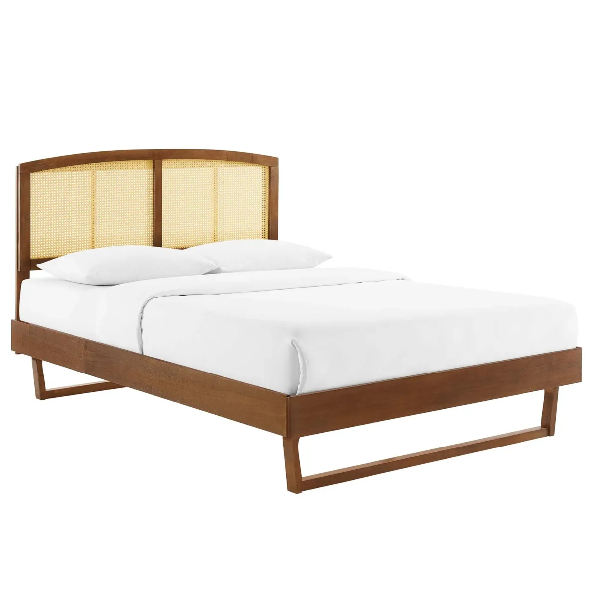 Sierra Cane and Wood Platform Bed With Angular Legs by Modway King / Walnut