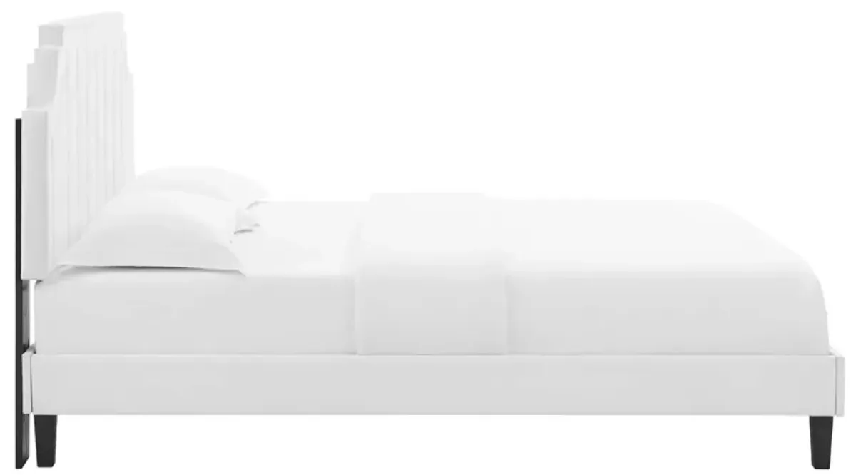 Sienna Performance Velvet Platform Bed With Black Wood Legs by Modway