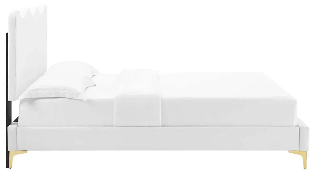 Current Performance Velvet Platform Bed With Gold Metal Legs by Modway