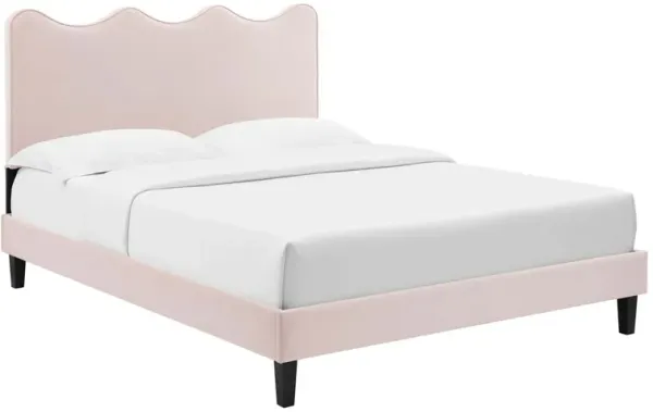 Current Performance Velvet Platform Bed With Black Wood Legs by Modway Full / Pink
