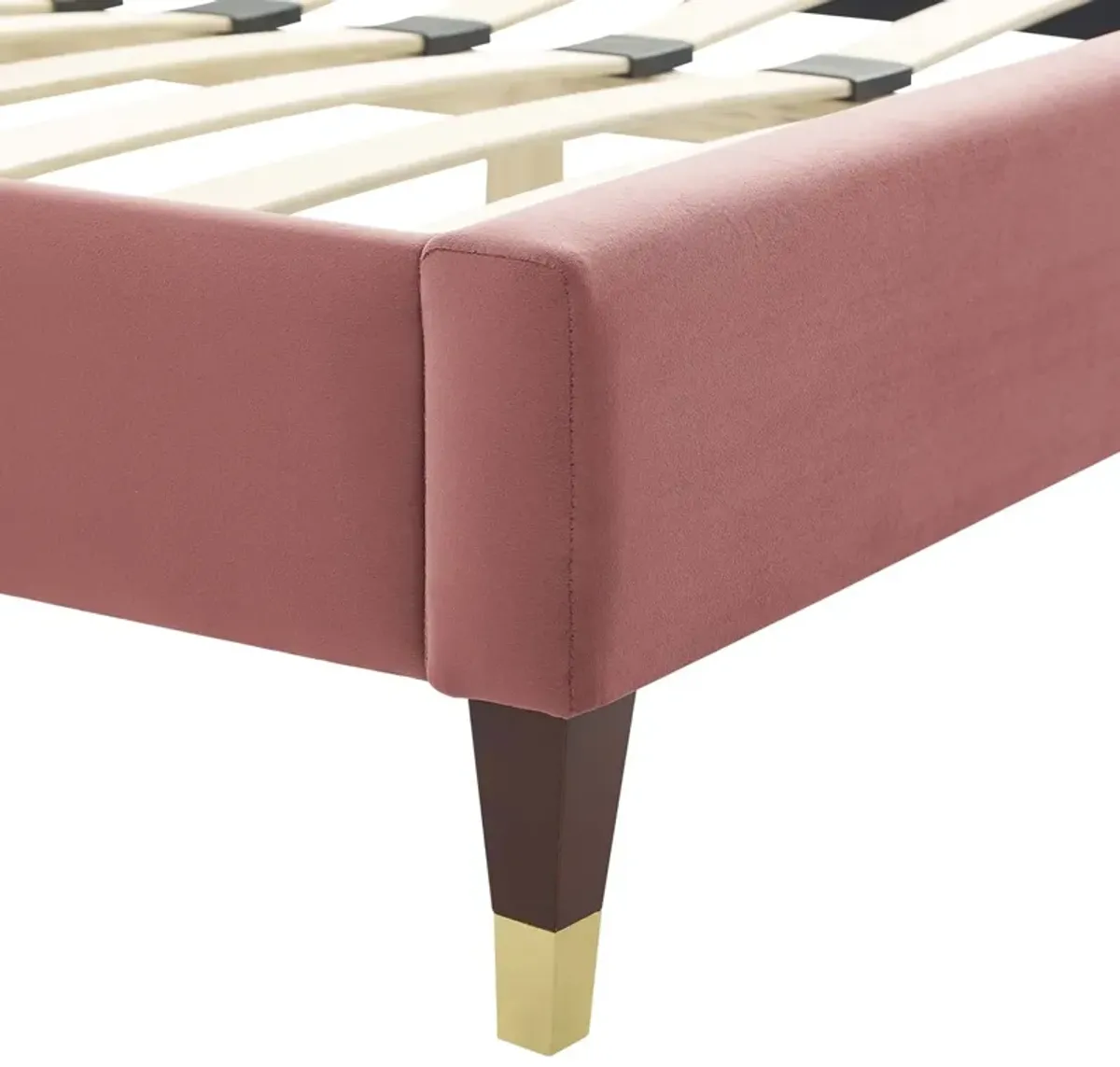 Current Performance Velvet Platform Bed With Wood and Gold Legs by Modway