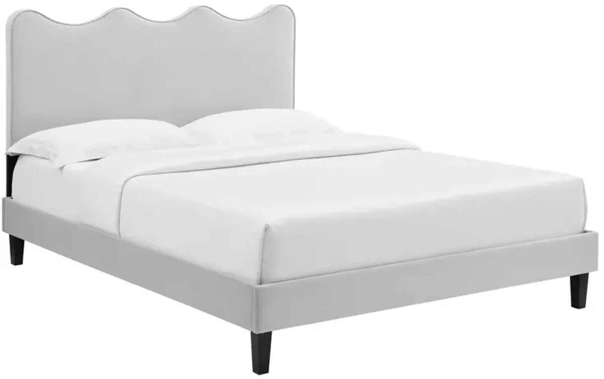 Current Performance Velvet Platform Bed With Black Wood Legs by Modway King / Light Gray
