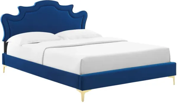 Neena Performance Velvet Bed by Modway Navy / Twin