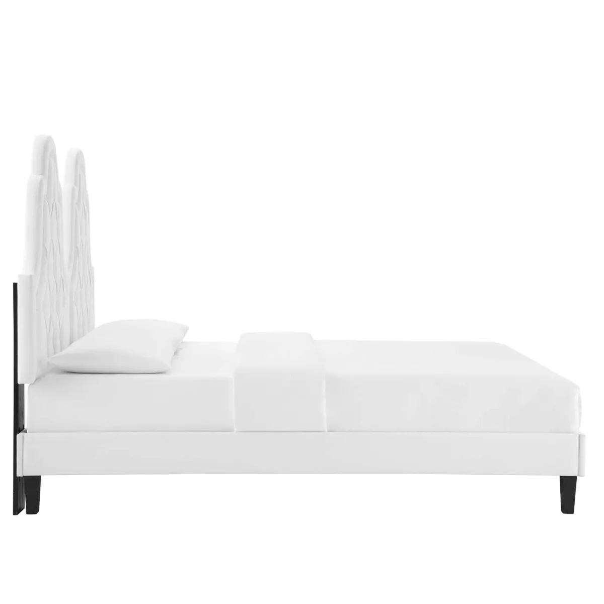 Alexandria Tufted Performance Velvet Platform Bed With Black Wood Legs by Modway