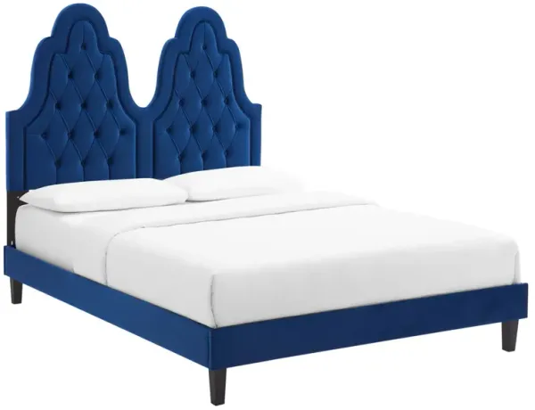 Alexandria Tufted Performance Velvet Platform Bed With Black Wood Legs by Modway King / Navy