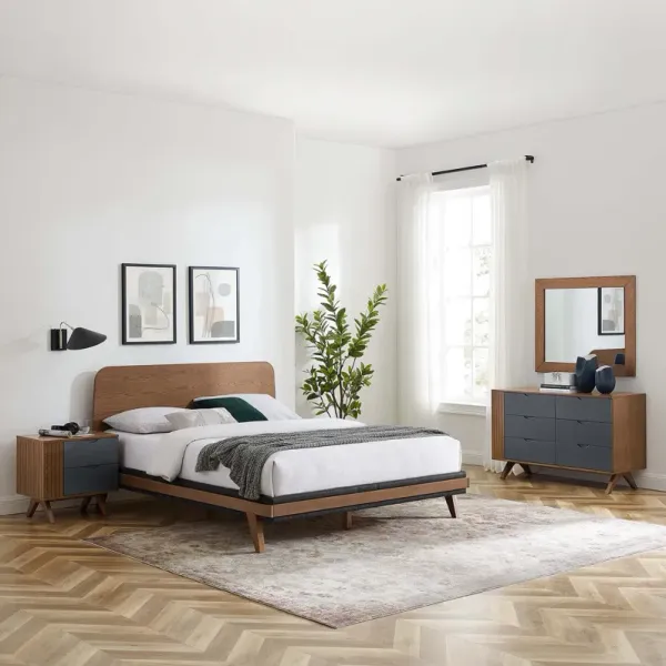 Dylan 4 Piece Bedroom Set by Modway Walnut