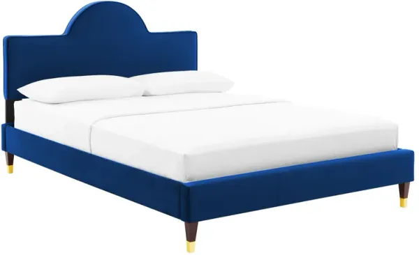Aurora Performance Velvet Bed by Modway Full / Navy