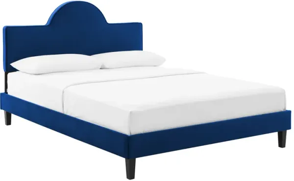 Soleil Performance Velvet Bed by Modway King / Navy