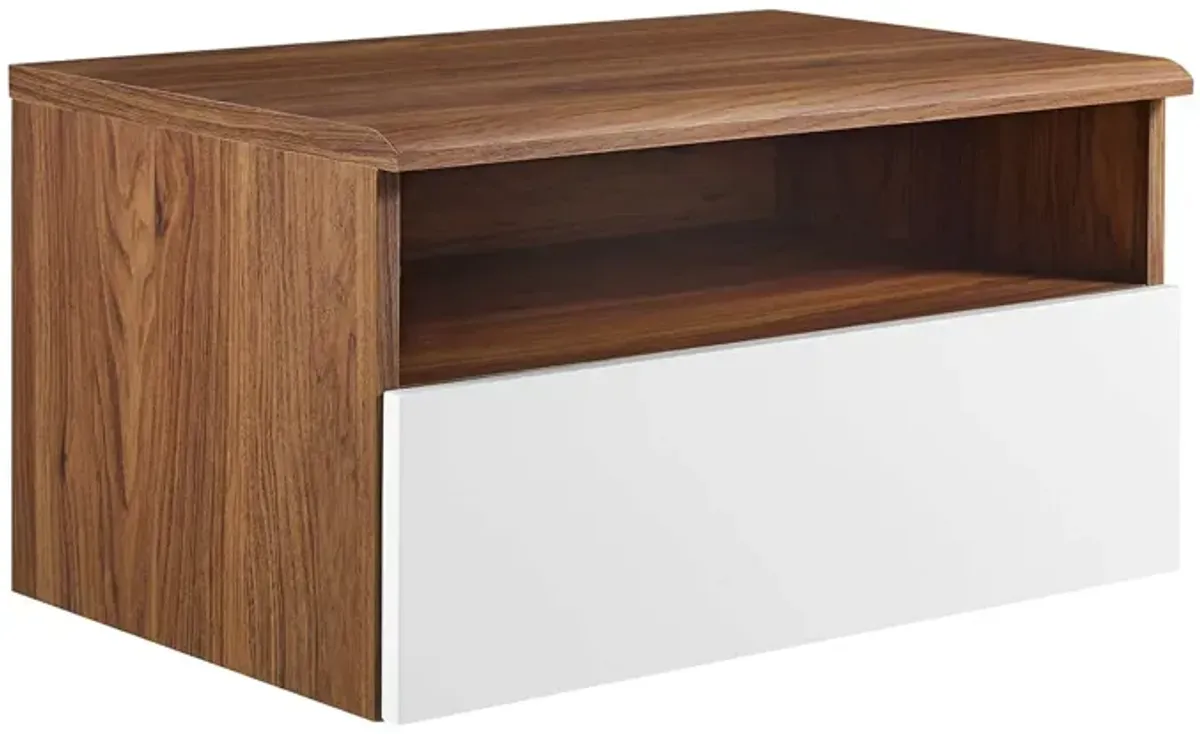 Envision Wall Mount Nightstand by Modway Walnut White