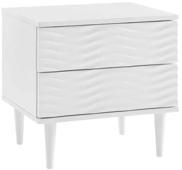 Wavelet 2-Drawer Nightstand by Modway White